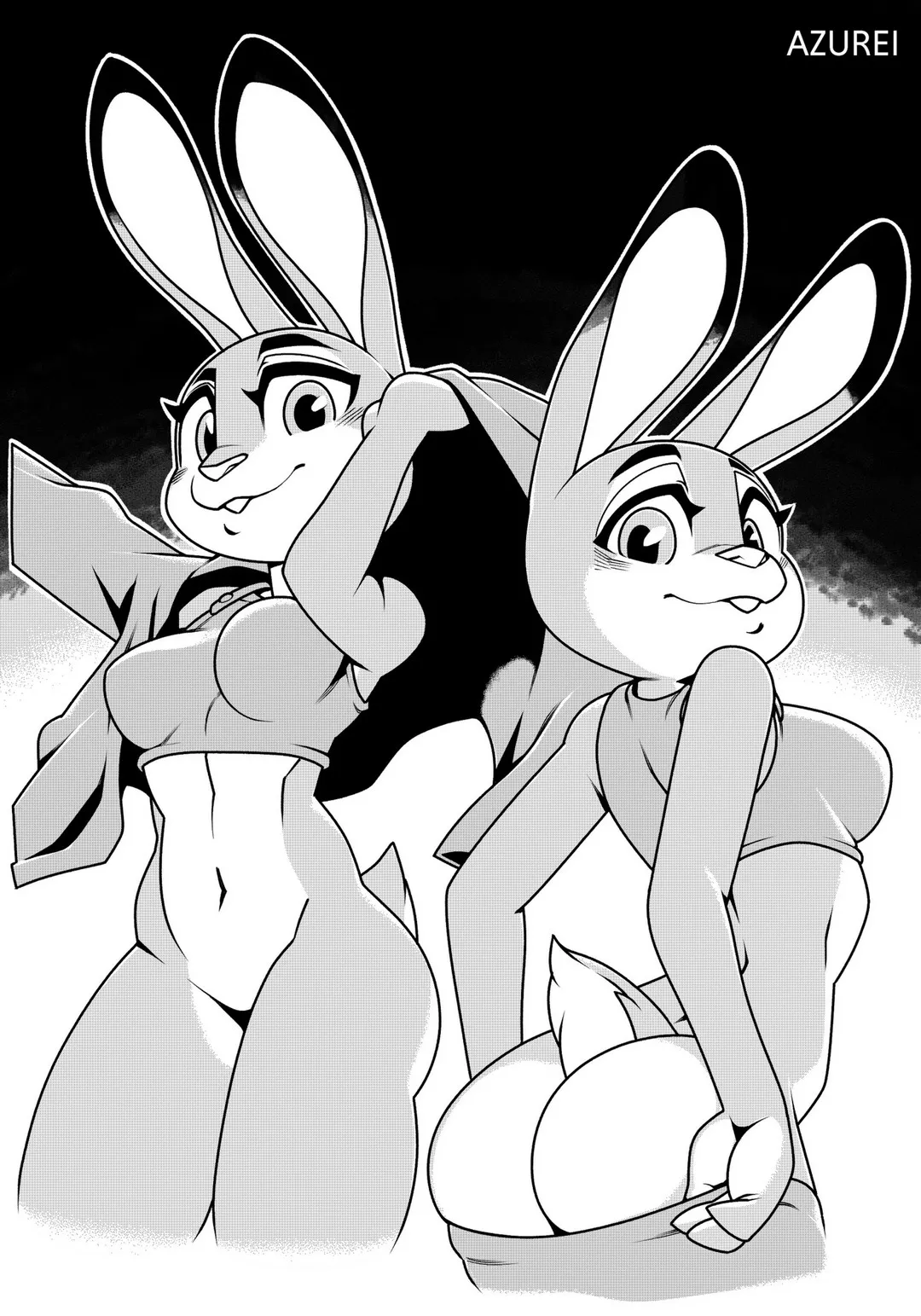 Judy Hopps X Nick Wilde B&w Azurei 01